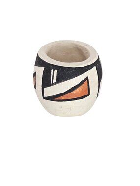 Vintage Acoma New Mexico Pueblo Pottery Miniature Pot Bowl Vase Planter Signed